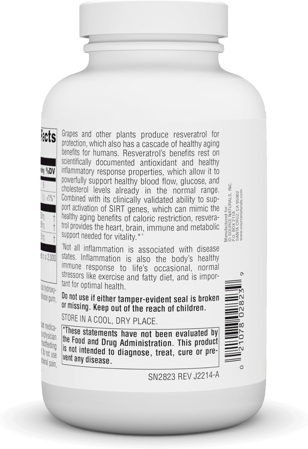 Source Naturals Resveratrol 500 mg Tablets for Heart Support and Healthy Aging - 120 Count