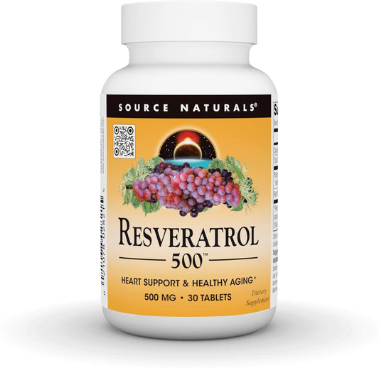 Source Naturals Resveratrol 550 - Heart Health & Anti-Aging Support - 500mg, 30 Tablets