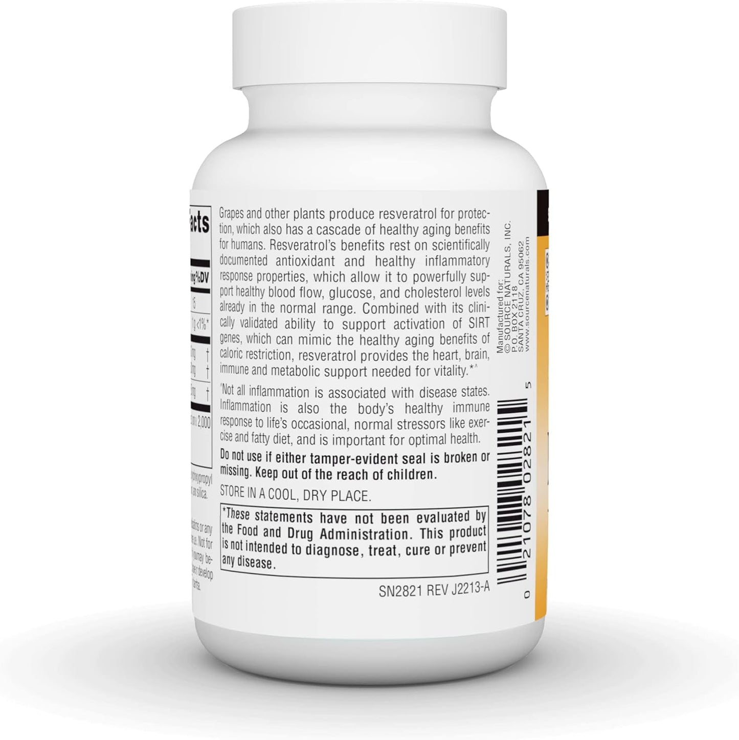 Source Naturals Resveratrol 550 - Heart Health & Anti-Aging Support - 500mg, 30 Tablets