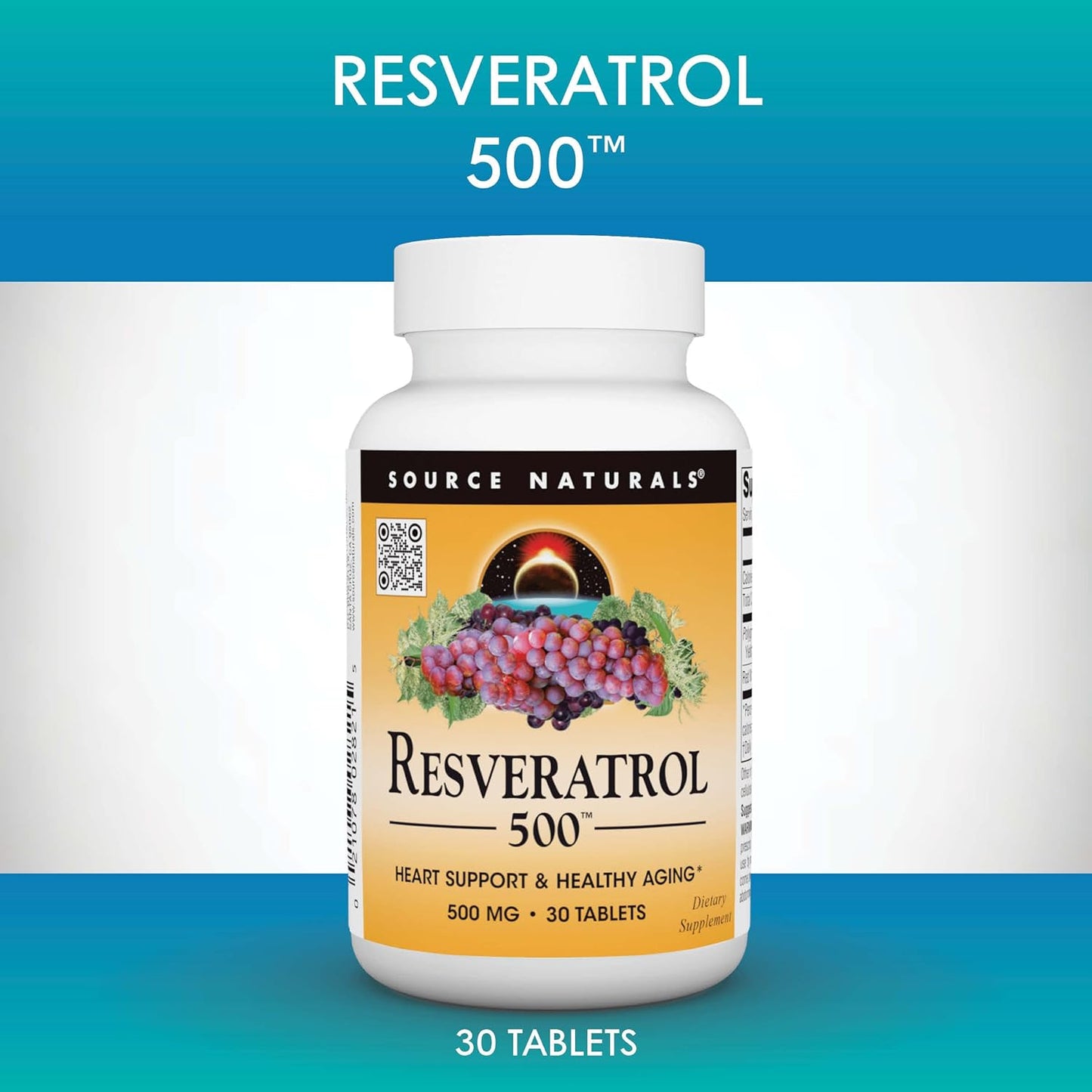 Source Naturals Resveratrol 550 - Heart Health & Anti-Aging Support - 500mg, 30 Tablets