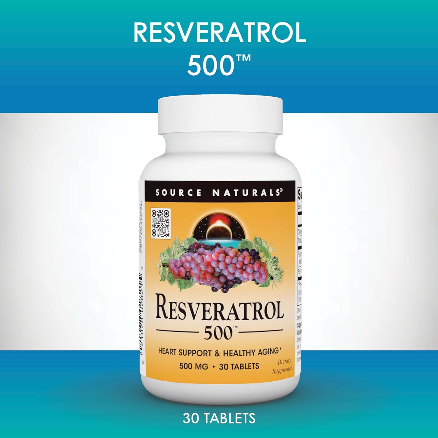 Source Naturals Resveratrol 550 - Heart Health & Anti-Aging Support - 500mg, 30 Tablets