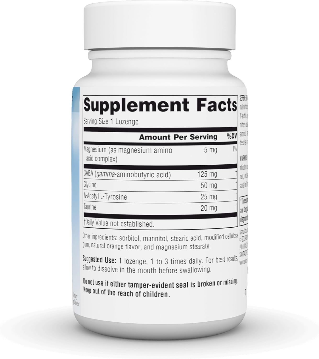 Source Naturals Serene Science GABA Calm Lozenges - Orange Flavor for Calming Mood - 60 Quick-Dissolving Tablets