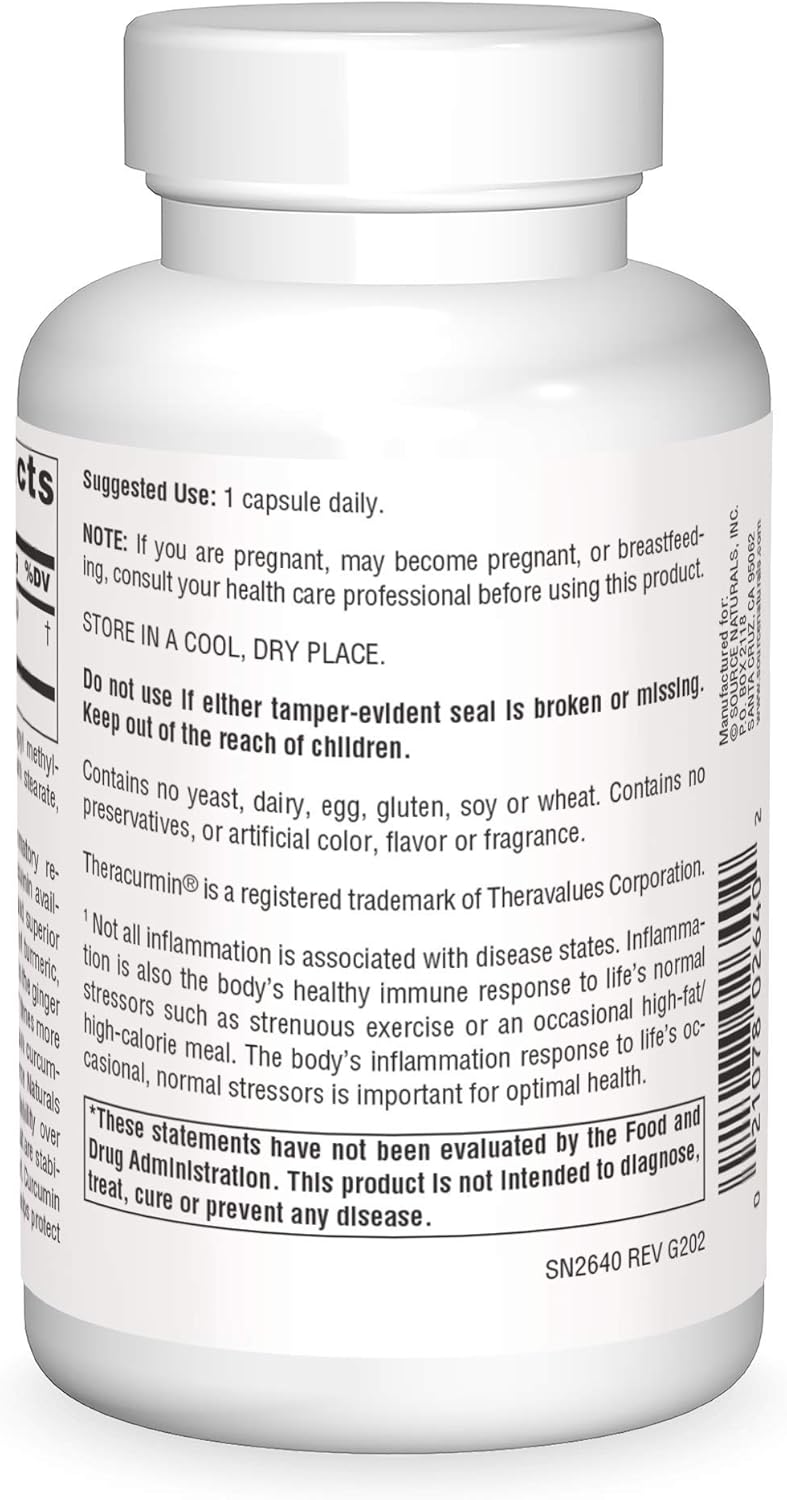 Source Naturals Theracurmin 300 mg - 120 Vegetarian Capsules for Healthy Inflammatory Response