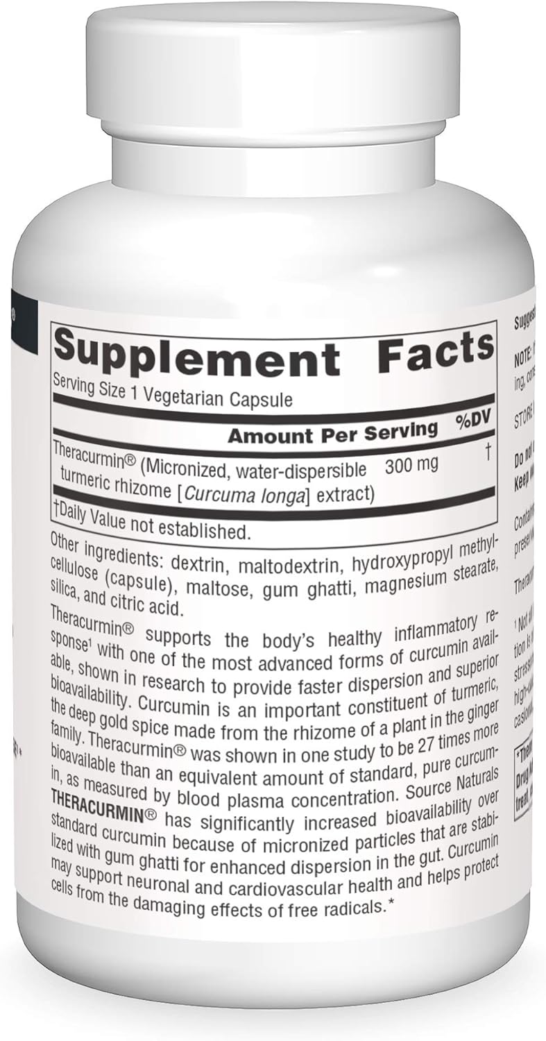 Source Naturals Theracurmin 300 mg - 120 Vegetarian Capsules for Healthy Inflammatory Response