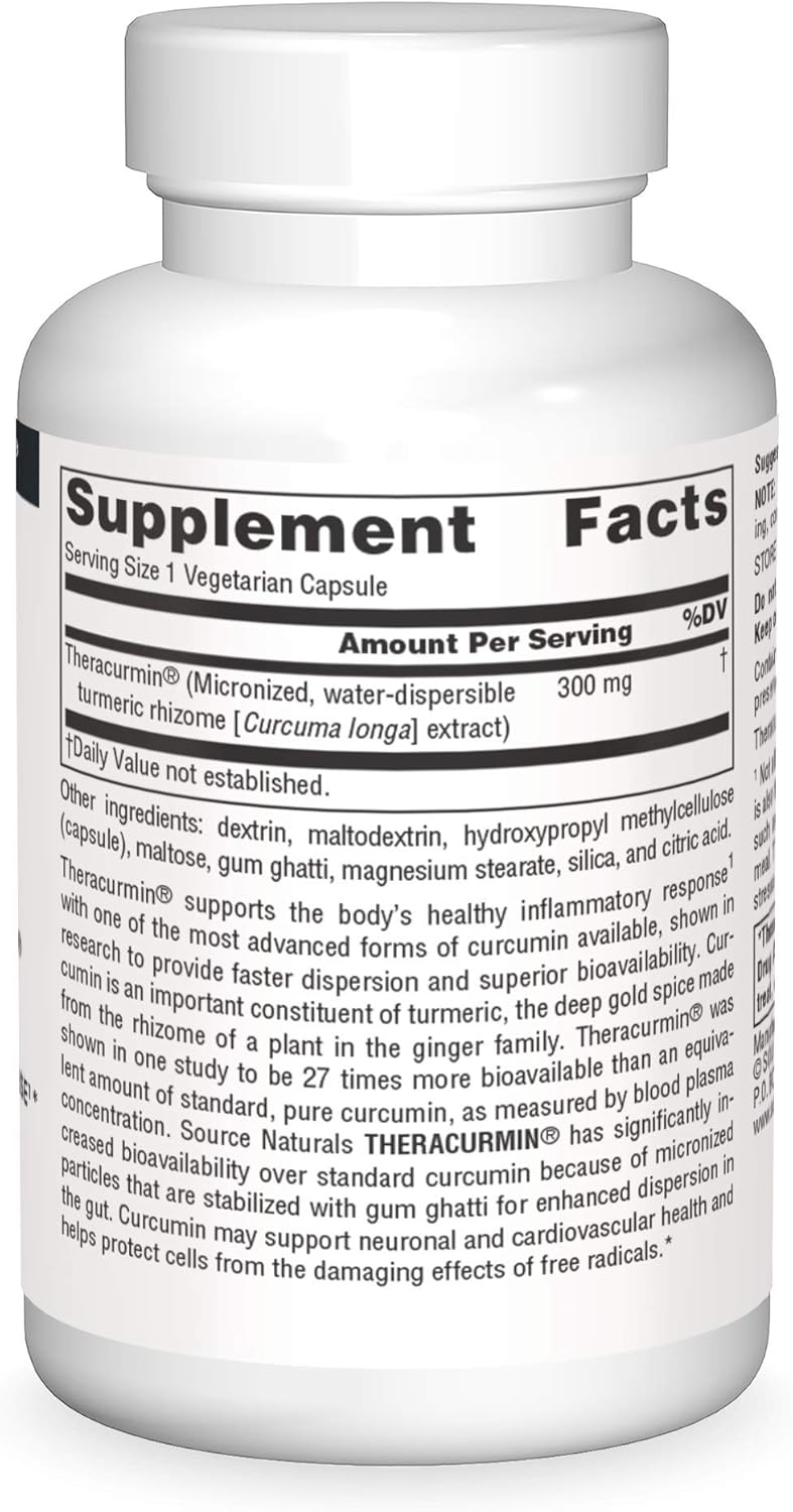 Source Naturals Theracurmin 300mg, Vegetarian Capsules for Healthy Inflammatory Response - 60 Count