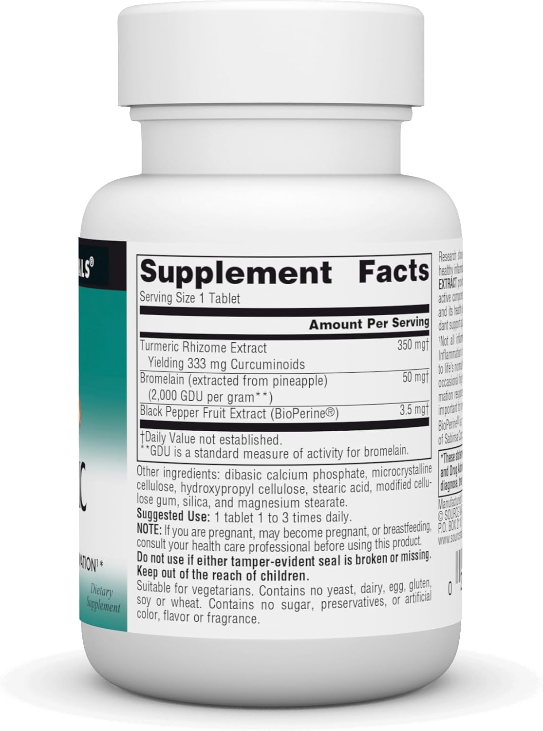 Source Naturals Turmeric Extract Tablets for Healthy Inflammatory Response - 50 Count