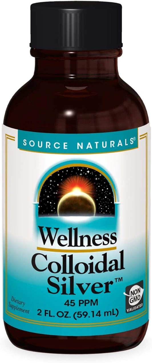 Source Naturals Wellness Colloidal Silver 45 ppm for Physical Wellbeing - 2 Fluid oz