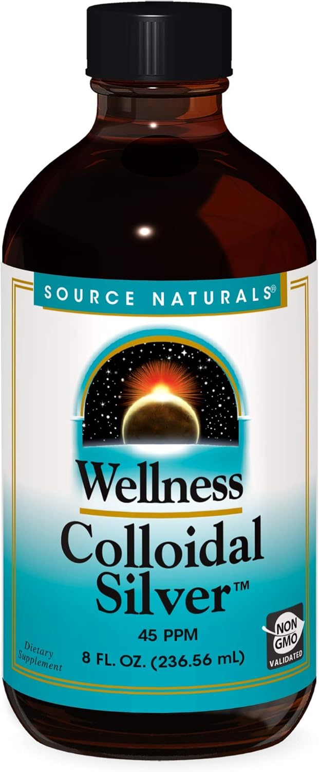 Source Naturals Wellness Colloidal Silver 45 ppm Liquid Supplement - 8 fl oz to Boost Physical Health and Well-Being*