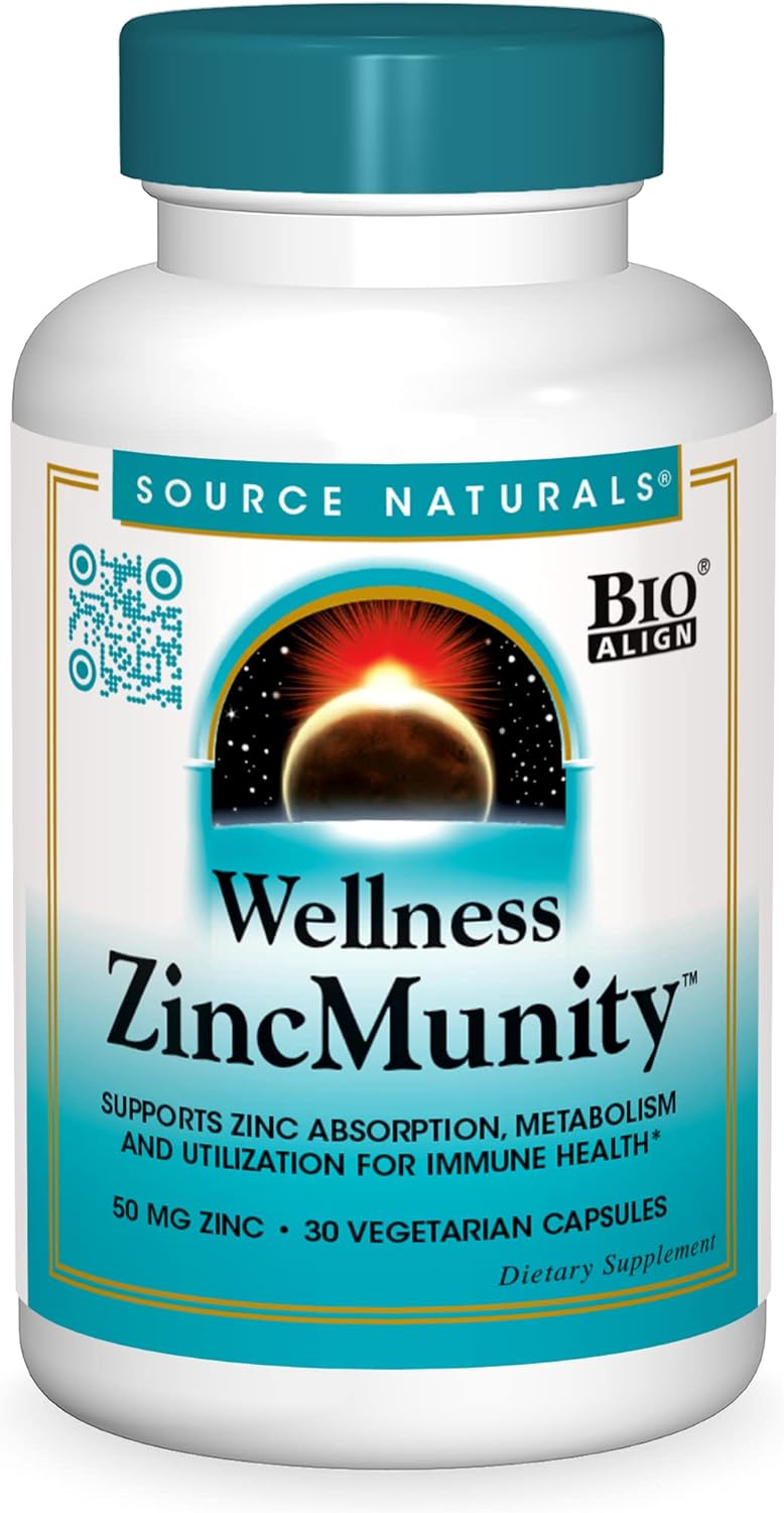 Source Naturals Wellness ZincMunity Capsules - 50 mg Zinc for Immune Health - Vegetarian Formula - Supports Absorption, Metabolism, and Utilization