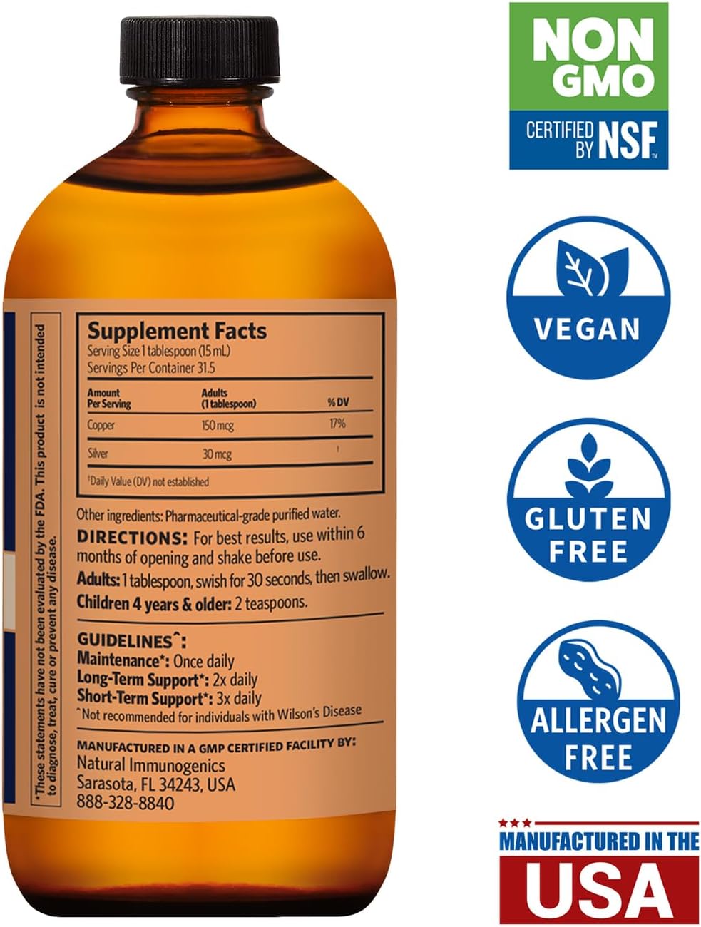 Sovereign Copper Hydrosol: Daily 4-in-1 Wellness Supplement for Joints, Bones, Hair, Skin, Nails, Heart Health, Energy & Metabolism, 16oz