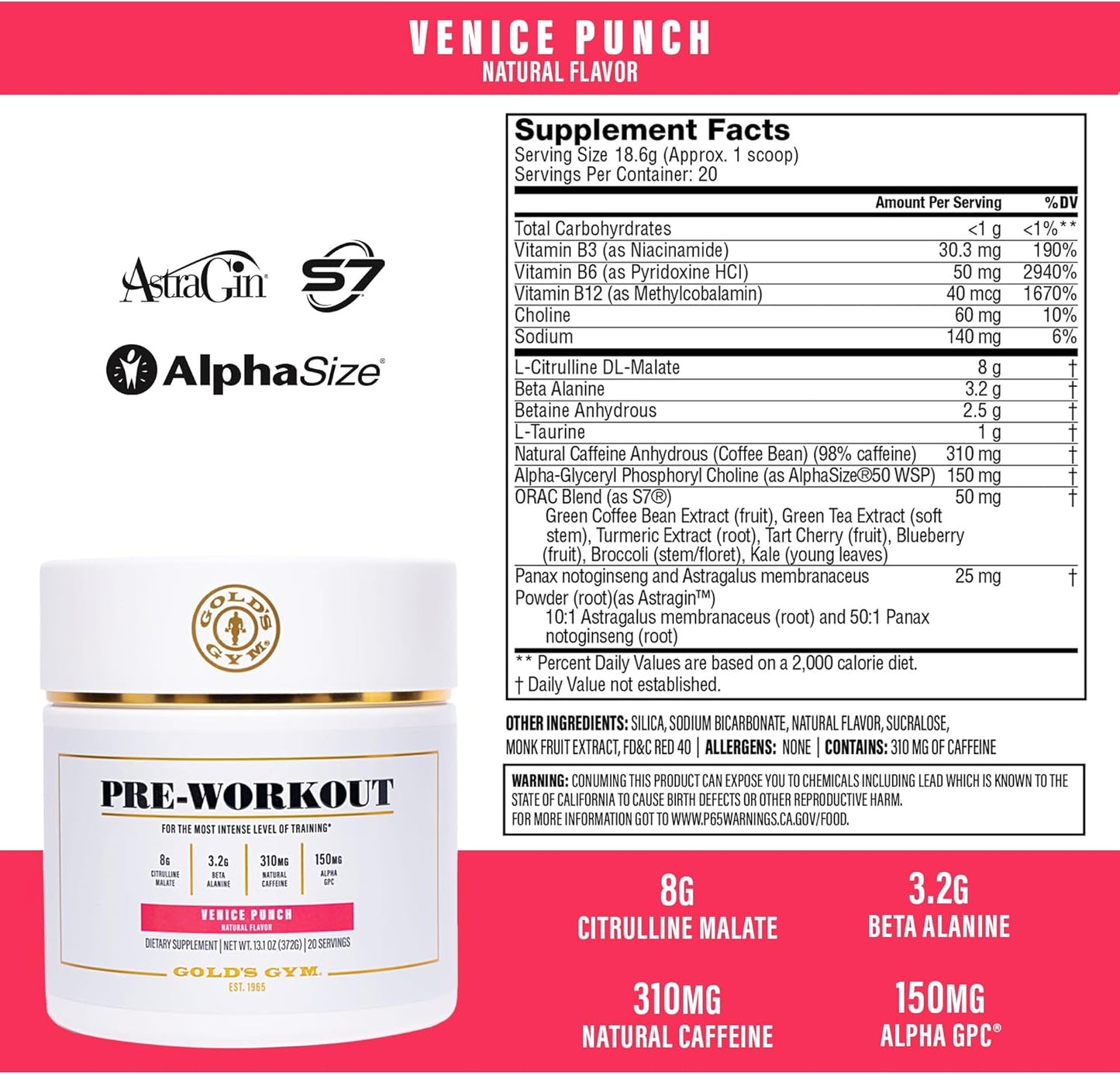 Soy-Free Vegan Pre-Workout Powder with Green Coffee Bean Caffeine - 20 Servings