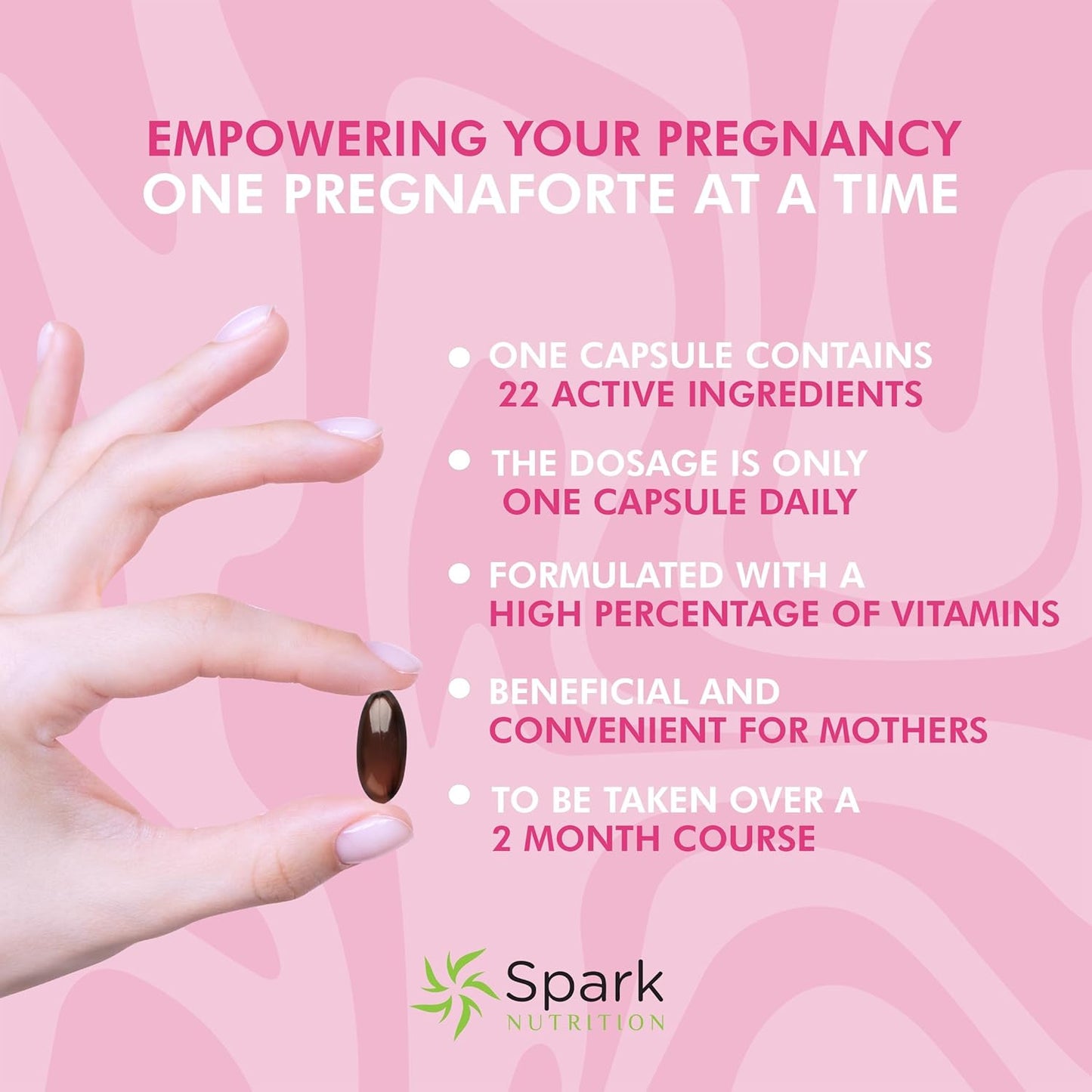 Spark Nutrition Pregnaforte Prenatal Vitamins - 2 Month Supply with Essential Nutrients for Women - Folic Acid, Omega 3, Vitamin D, B6, B12, C, E, Calcium, Iron, Magnesium, Zinc - FSA/HSA Eligible