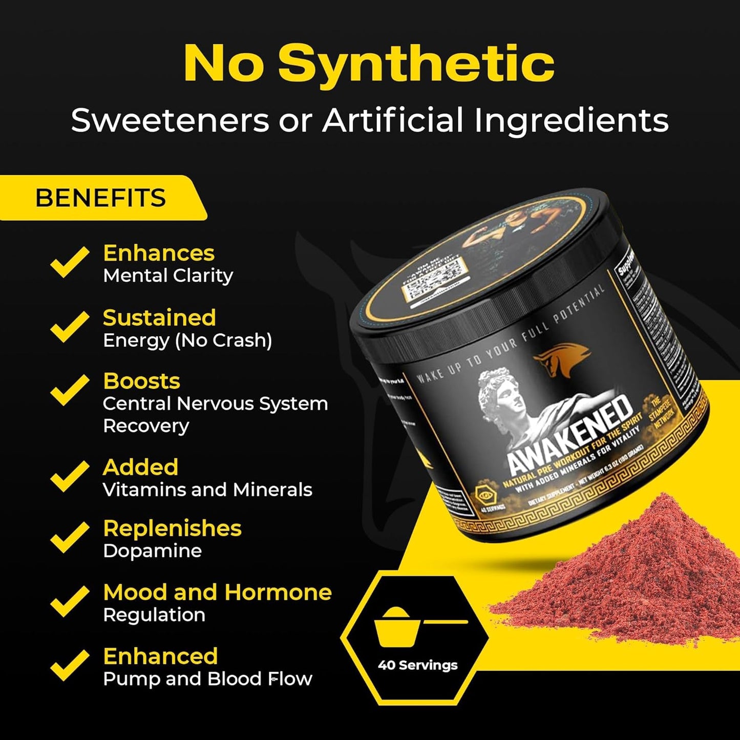 Spartan Bee Bread Brand Natural Pre Workout Powder with 12-in-1 Formula for Conscious Energy Boost - Bee Pollen + N.O. Booster - Mucuna Pruriens, Tongkat Ali, Rhodiola - 40 Servings