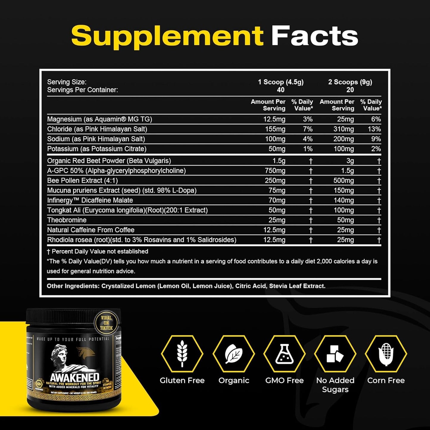 Spartan Bee Bread Brand Natural Pre Workout Powder with 12-in-1 Formula for Conscious Energy Boost - Bee Pollen + N.O. Booster - Mucuna Pruriens, Tongkat Ali, Rhodiola - 40 Servings