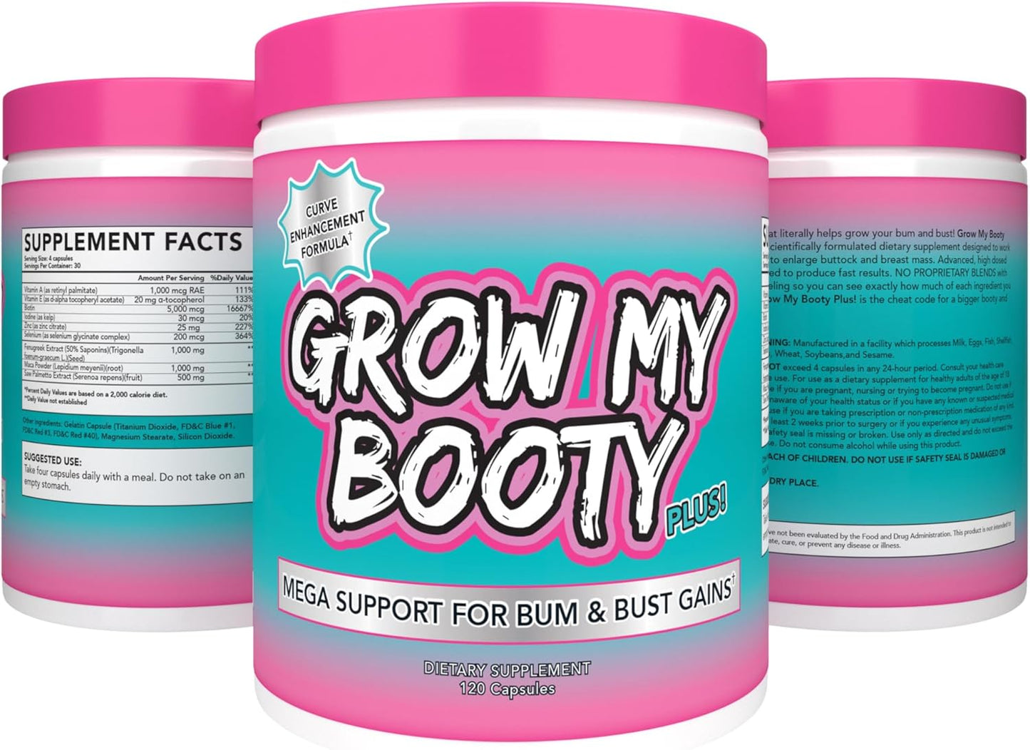 SPAZMATIC Booty Boost Plus Butt Enhancement Pills - Mega Growth Formula for Fast Glute and Bust Enhancement