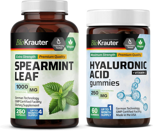 Spearmint Capsules and Hyaluronic Acid Gummies Bundle - 250 Capsules + 60 Gummies