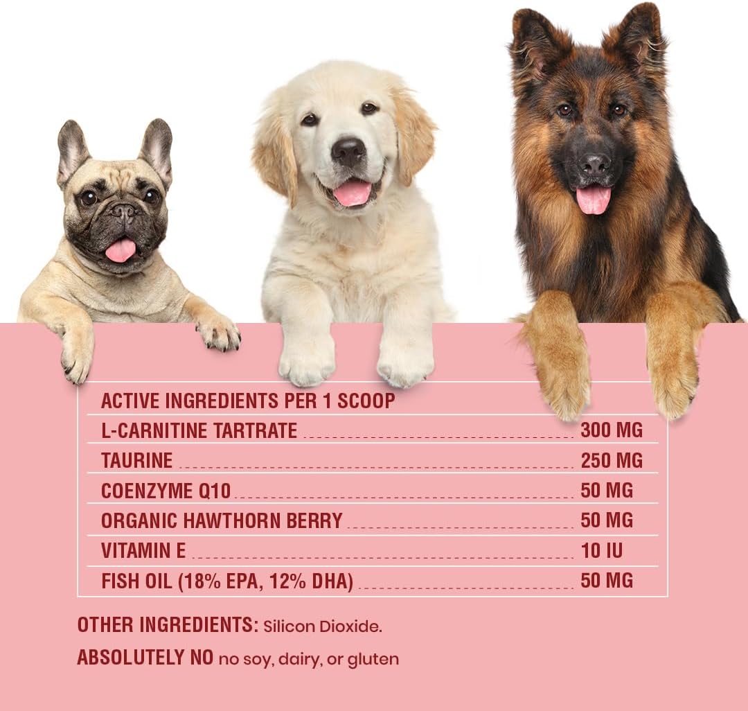 Special Breed Dog Cardio Support Powder Supplement - Heart Health with Taurine, CoQ10, Hawthorne Berry - 60 Scoops