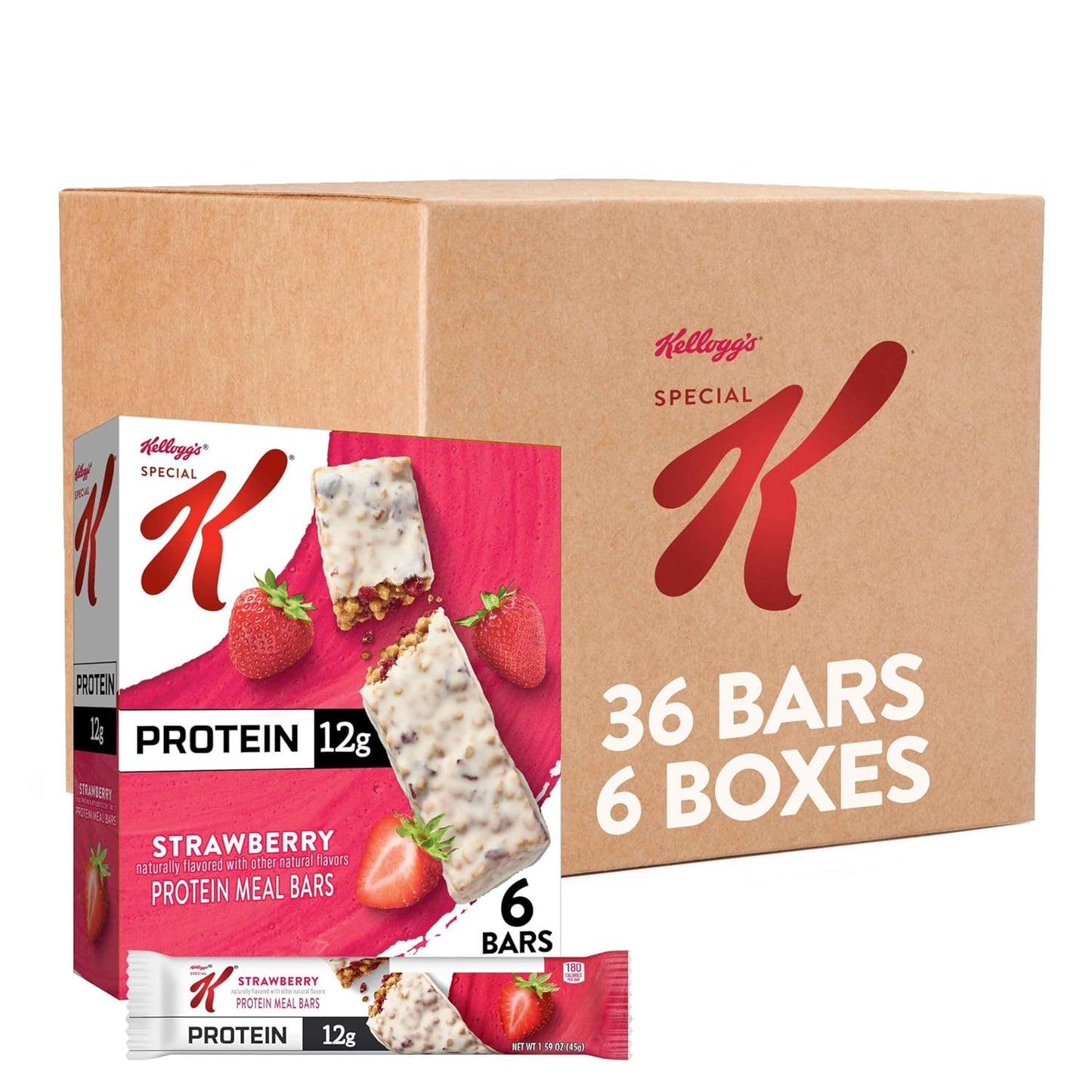 Special K Strawberry Protein Meal Bars - 12g Protein, High Fiber, 6 Boxes, 36 Bars