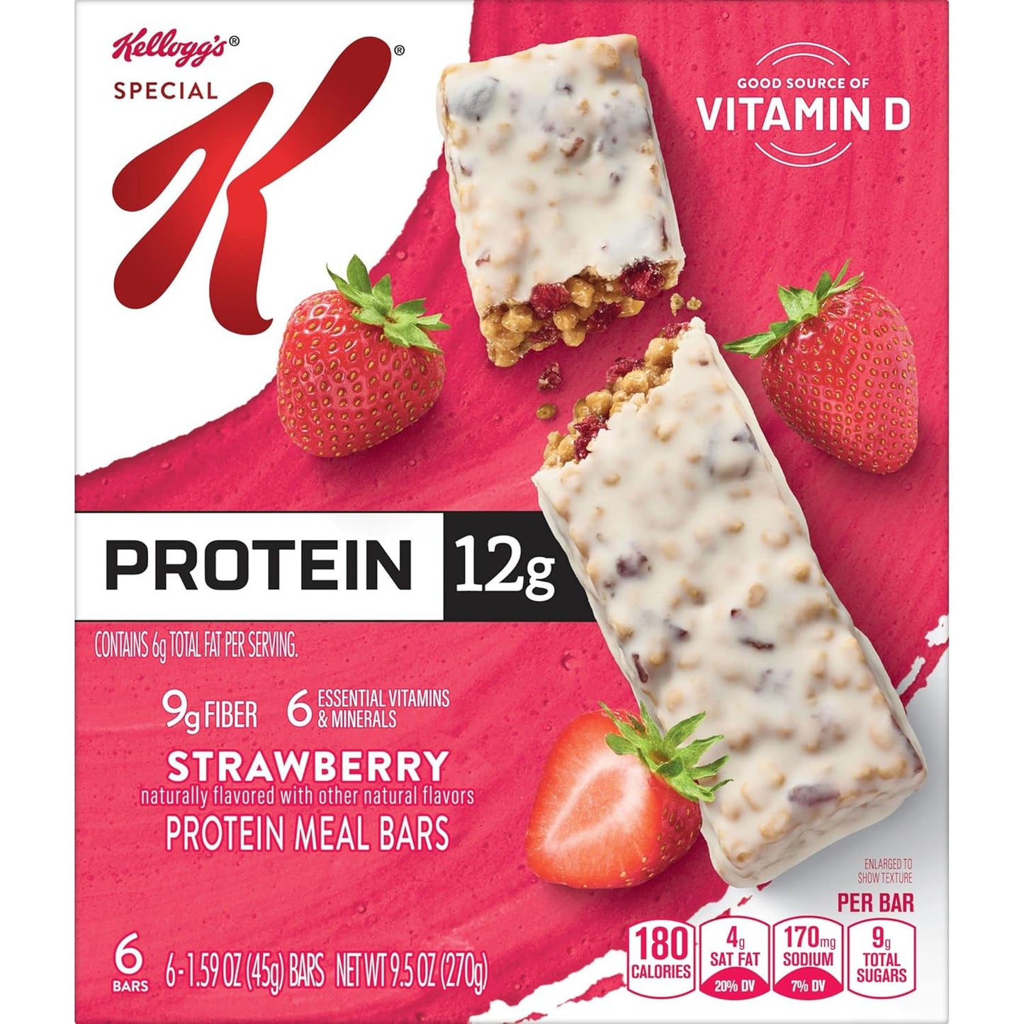 Special K Strawberry Protein Meal Bars - 12g Protein, High Fiber, 6 Boxes, 36 Bars