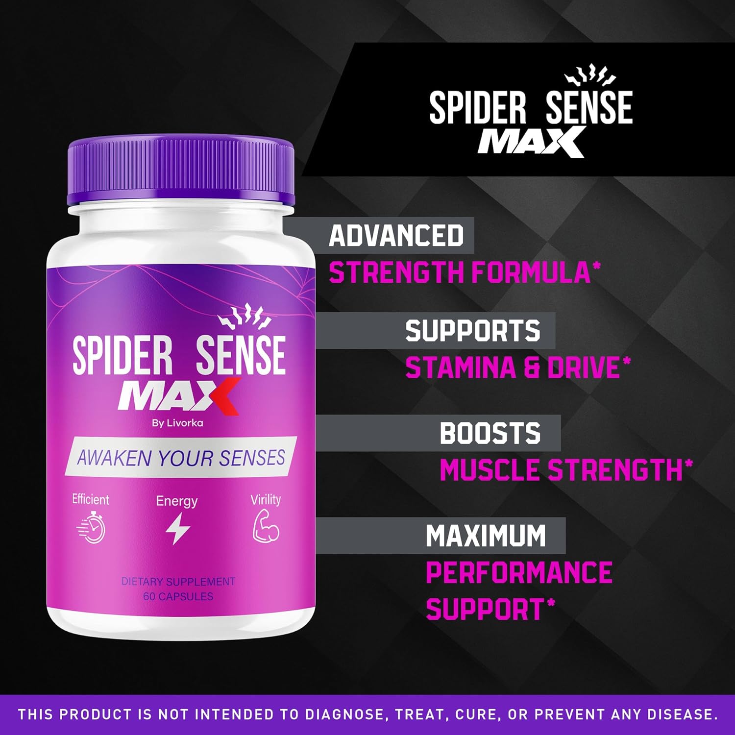 Spider Sense Max Pills for Men - Natural Supplement with 60 Capsules for 1 Month