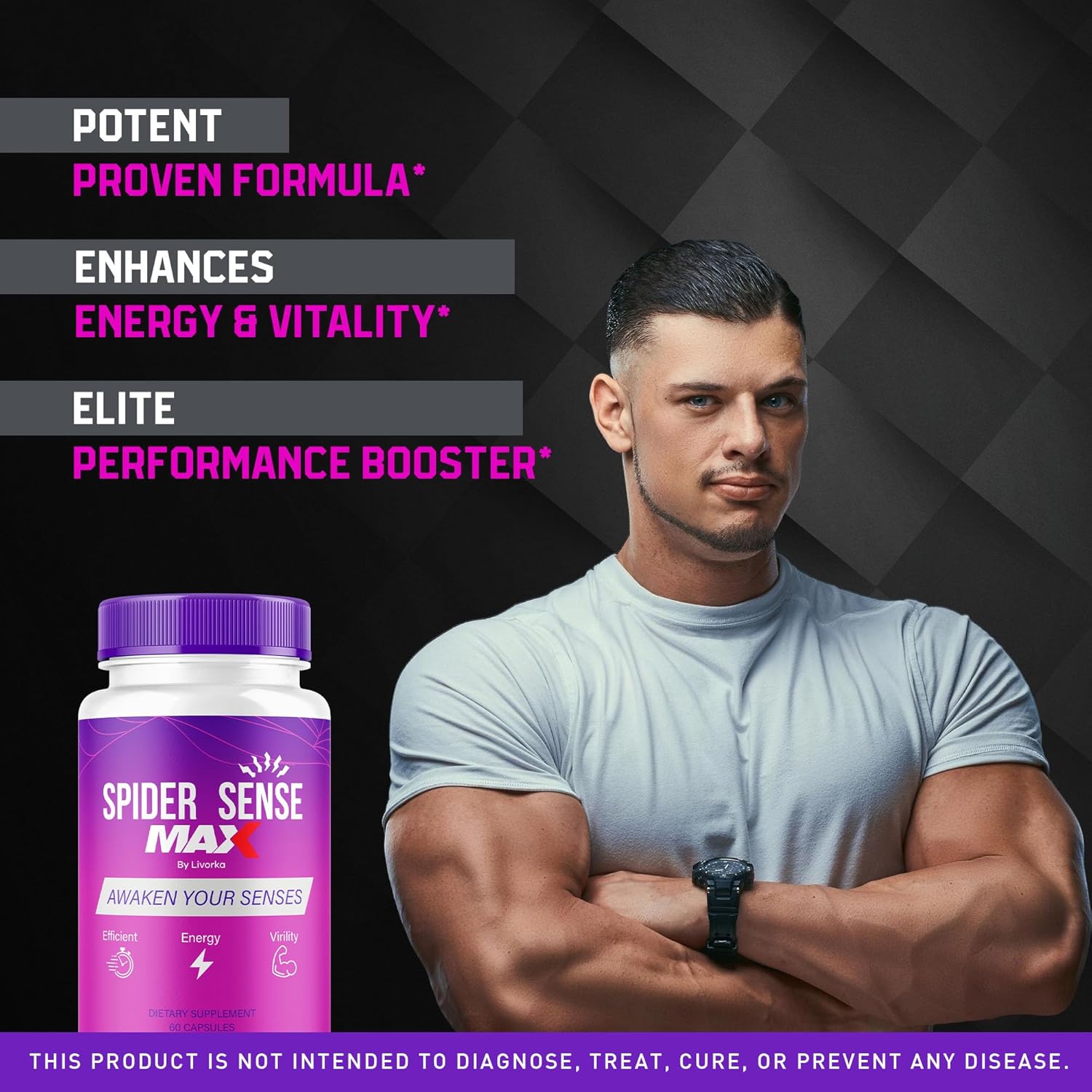 Spider Sense Max Pills for Men - Natural Supplement with 60 Capsules for 1 Month