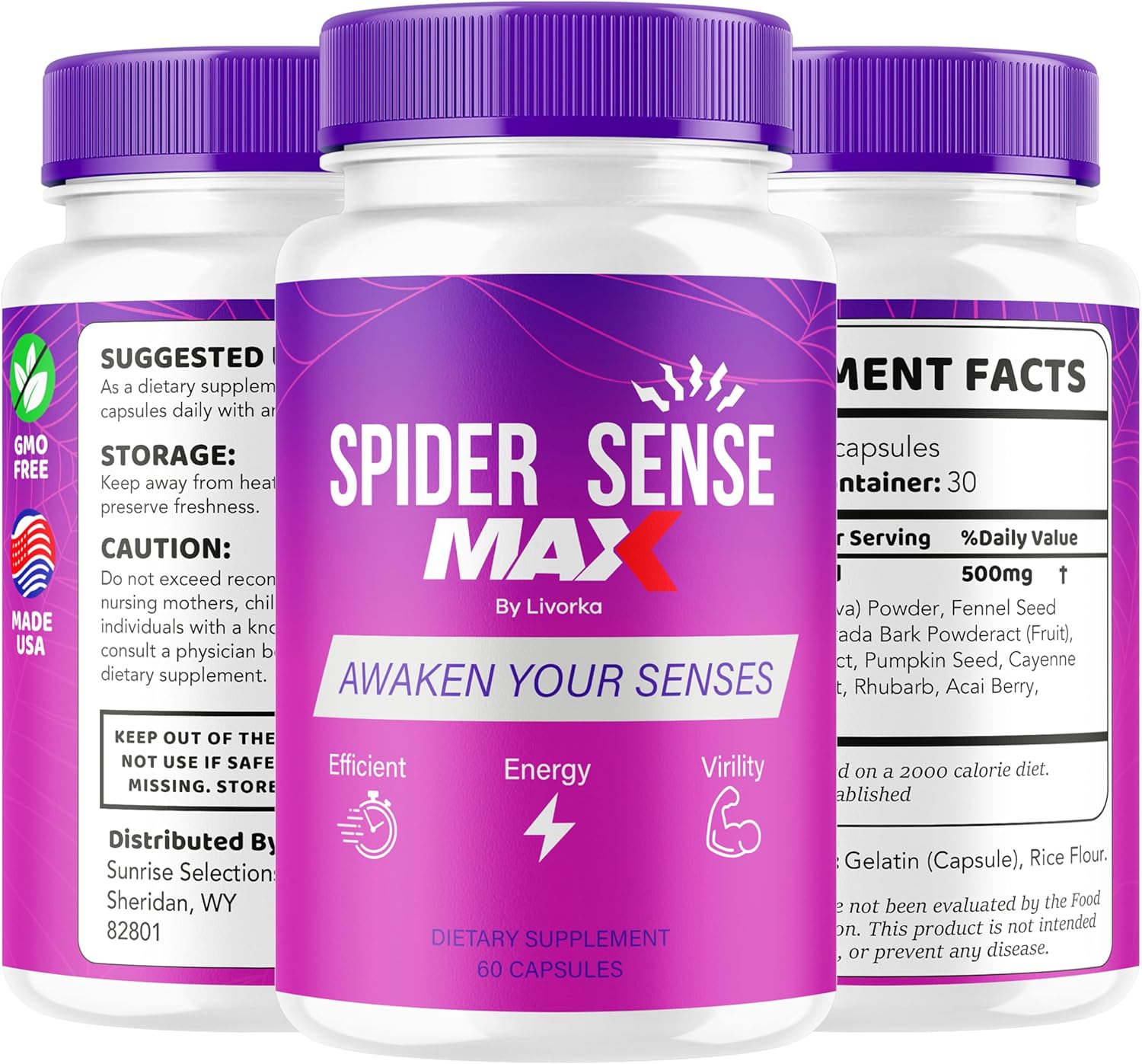 Spider Sense Max Pills for Men - Natural Supplement with 60 Capsules for 1 Month