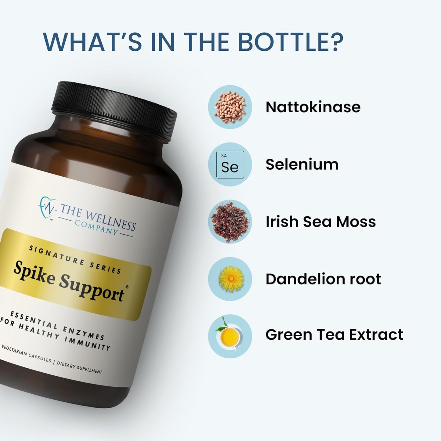 Spike Support Supplement with Nattokinase for Immune Support | 120 ct (2 Month Supply) | Non-GMO, Vegan, Gluten Free