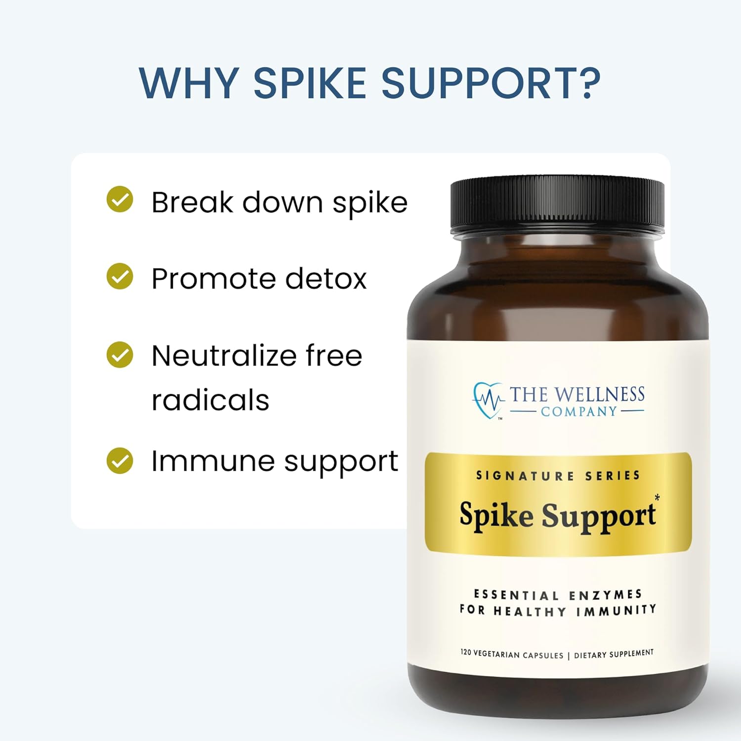 Spike Support Supplement with Nattokinase for Immune Support | 120 ct (2 Month Supply) | Non-GMO, Vegan, Gluten Free