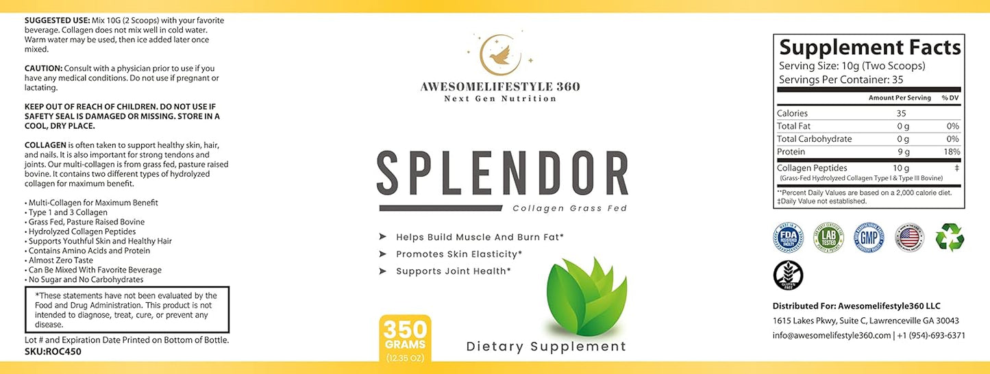 Splendor Grass-Fed Collagen Peptides Powder for Next Gen Nutrition & Lifestyle