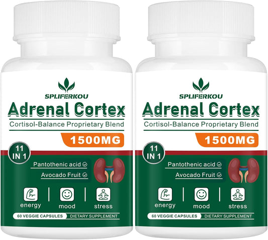 Spliferkou Adrenal Support Complex - 11-in-1 Supplement with Ashwagandha and Pantothenic Acid - Promotes Healthy Adrenal Function and Energy - 120 Capsules