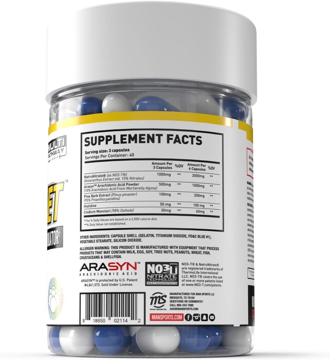 Sportsman Vasojet Muscle Pump Supplements - Nitric Oxide Booster - 120 Capsules for 40 Days