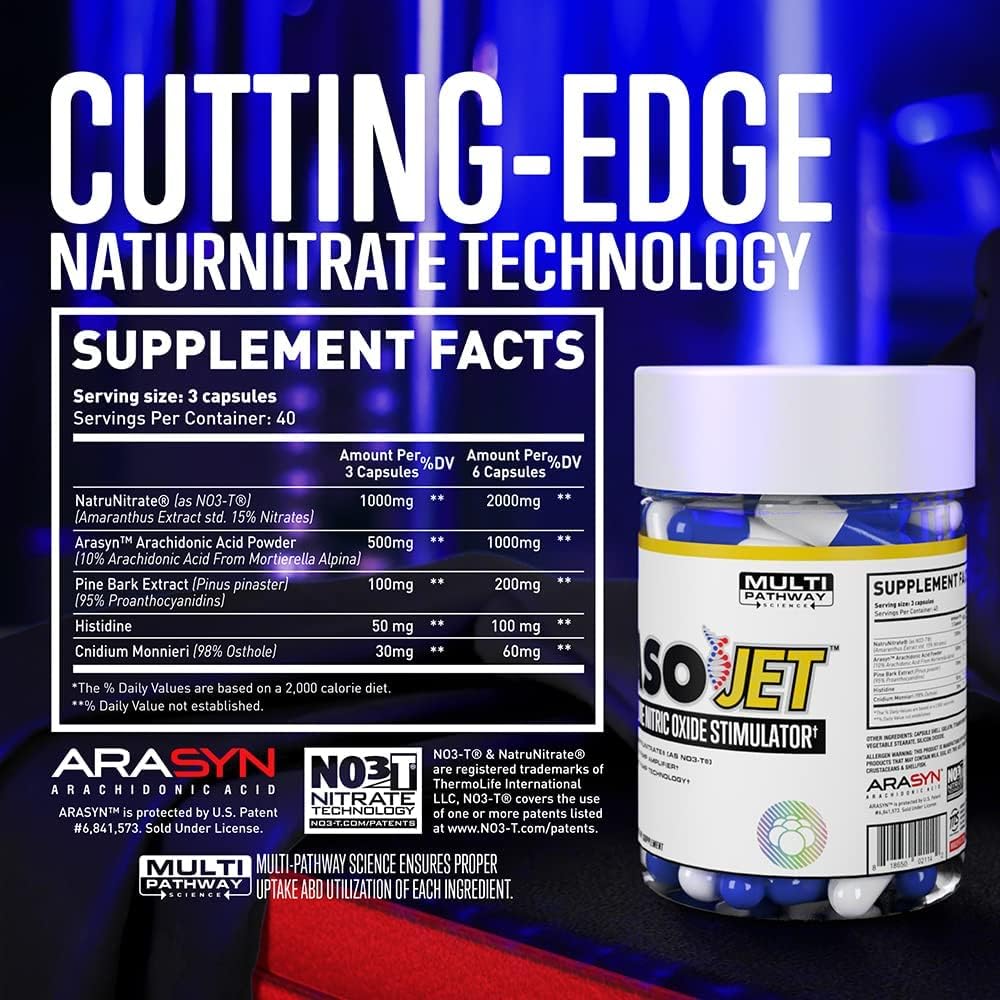 Sportsman Vasojet Muscle Pump Supplements - Nitric Oxide Booster - 120 Capsules for 40 Days