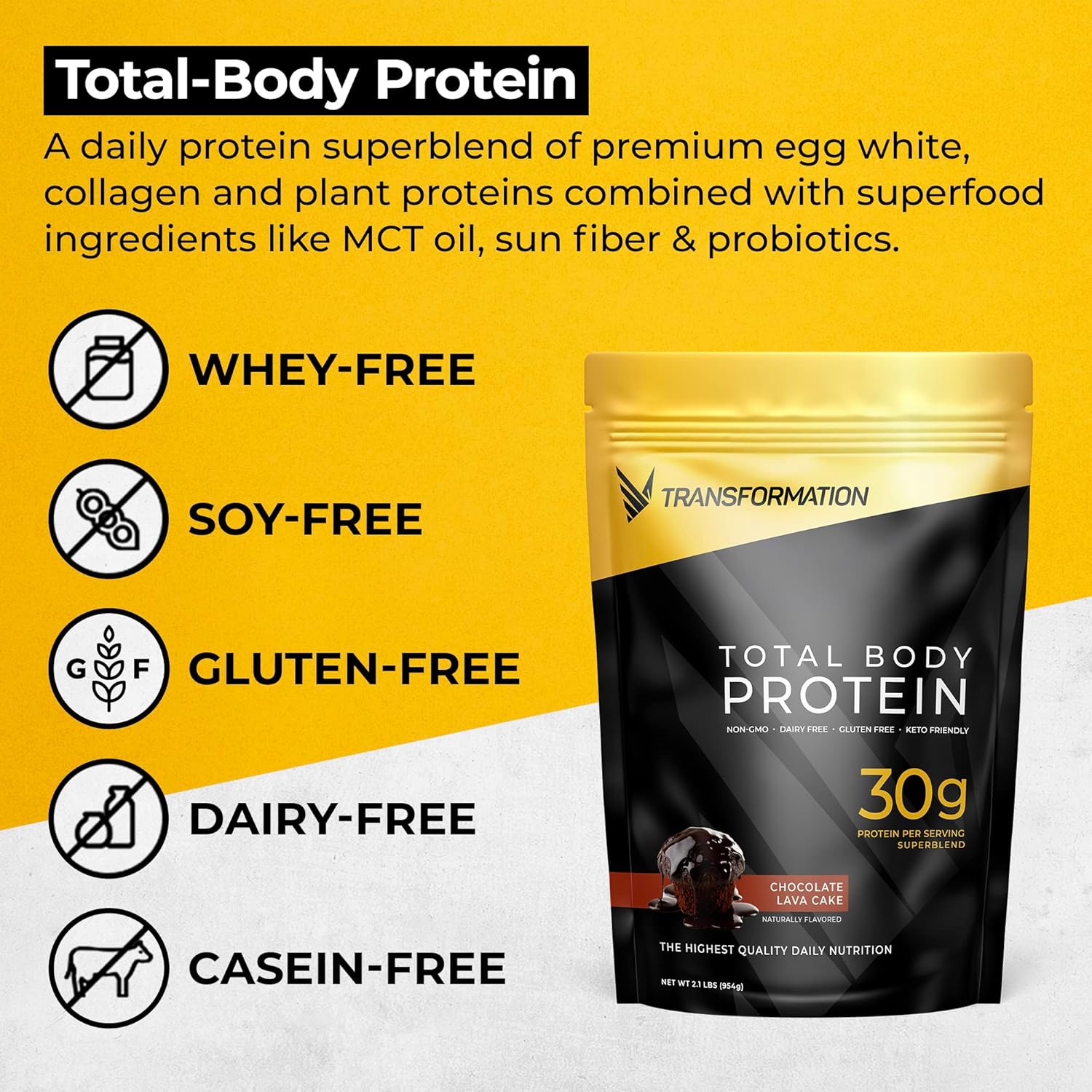 SPR Body Transformation Protein Super Blend with Egg White, Collagen Peptides, Plant Protein, Probiotics, and Digestive Enzymes - Chocolate Flavor