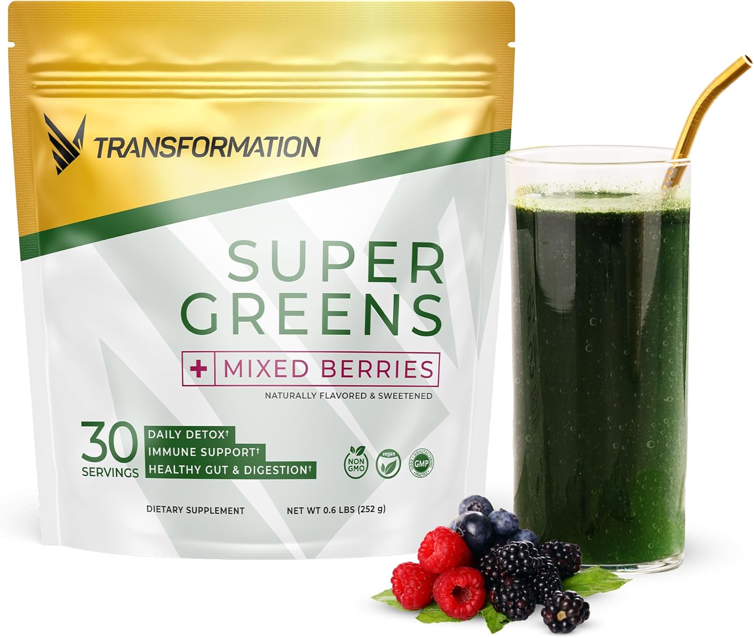 SPR Body Transformation Super Greens Superfood Powder - Immune & Energy Support with Natural Detoxifying Minerals