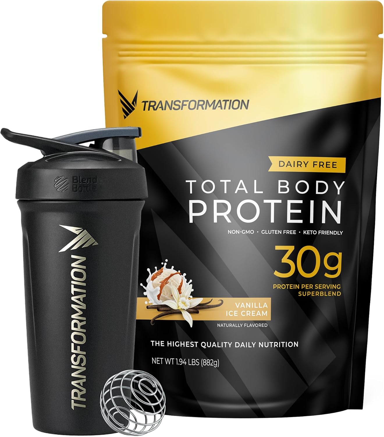 SPR Vanilla Protein Powder & Shaker Bottle Bundle | 30G Multi-Protein Superblend with Collagen Peptides, Egg White, Plant Blend, MCT Oil, BCAA Amino Acids