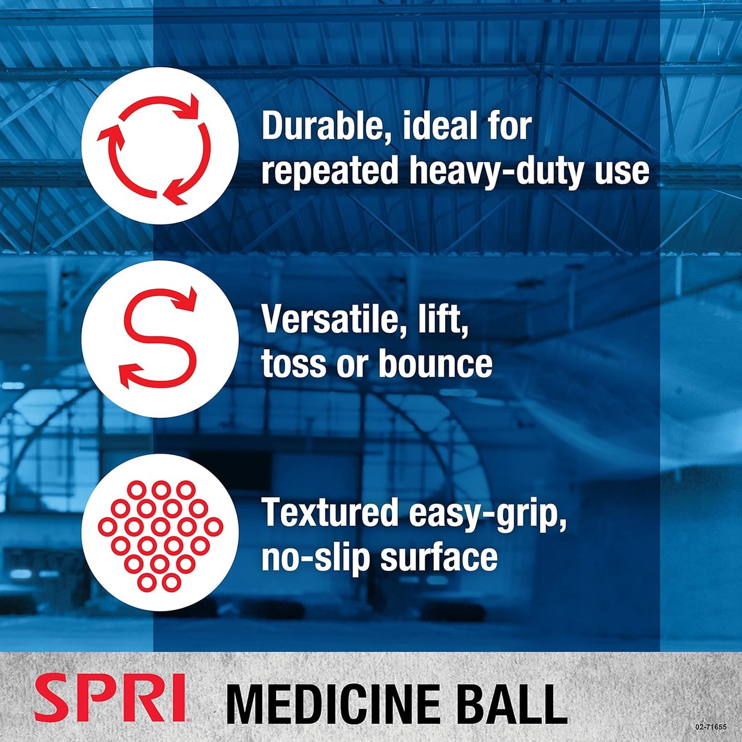 SPRI Medicine Ball for Endurance Training - Heavy-Duty Textured Surface - Easy-to-Read Weight Label - Multi-Use Fitness Tool
