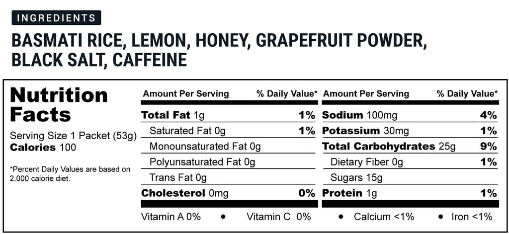 Spring Energy Lemon Power Snack: High Caffeine Energy Boost, 100 Kcal, 20 Pack