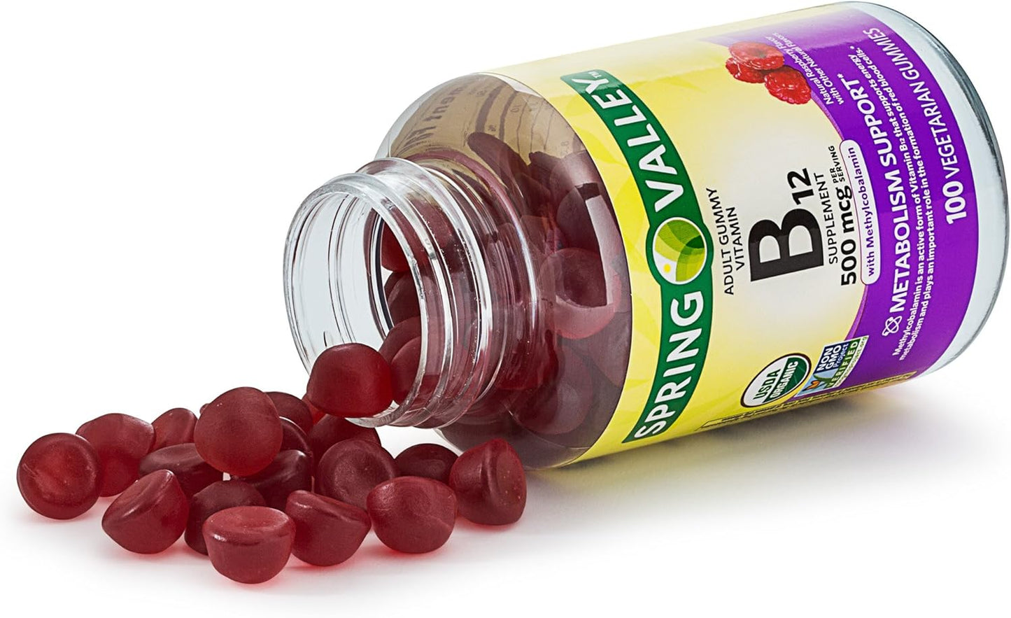 Spring Valley Adult Gummy Vitamin B12 for Metabolism Support - Natural Fruit Flavor - 100 Gummies