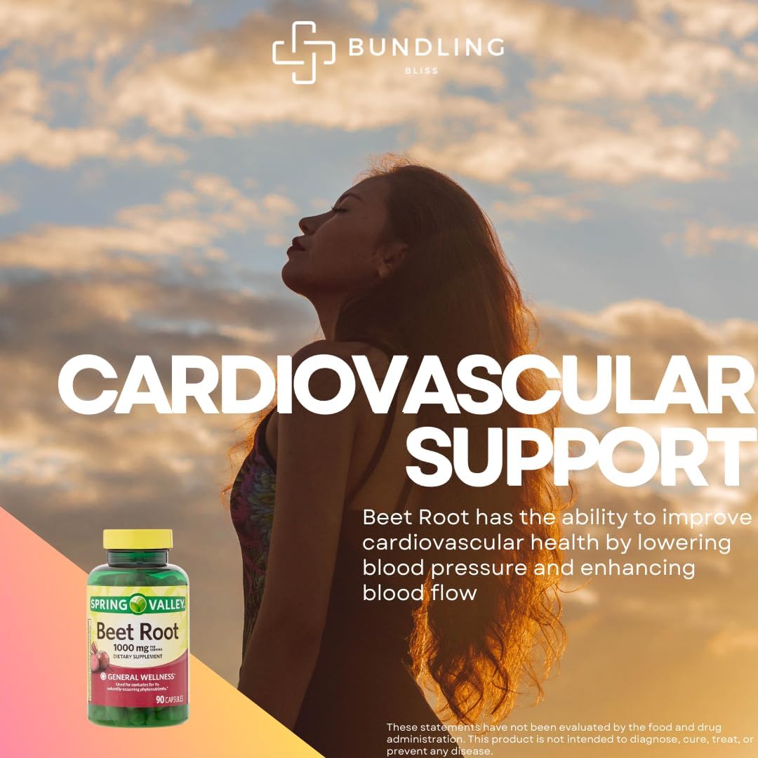 Spring Valley Beet Root 1000mg Supplement with 7 Day Pill Organizer - 90 Count Bundle Pack