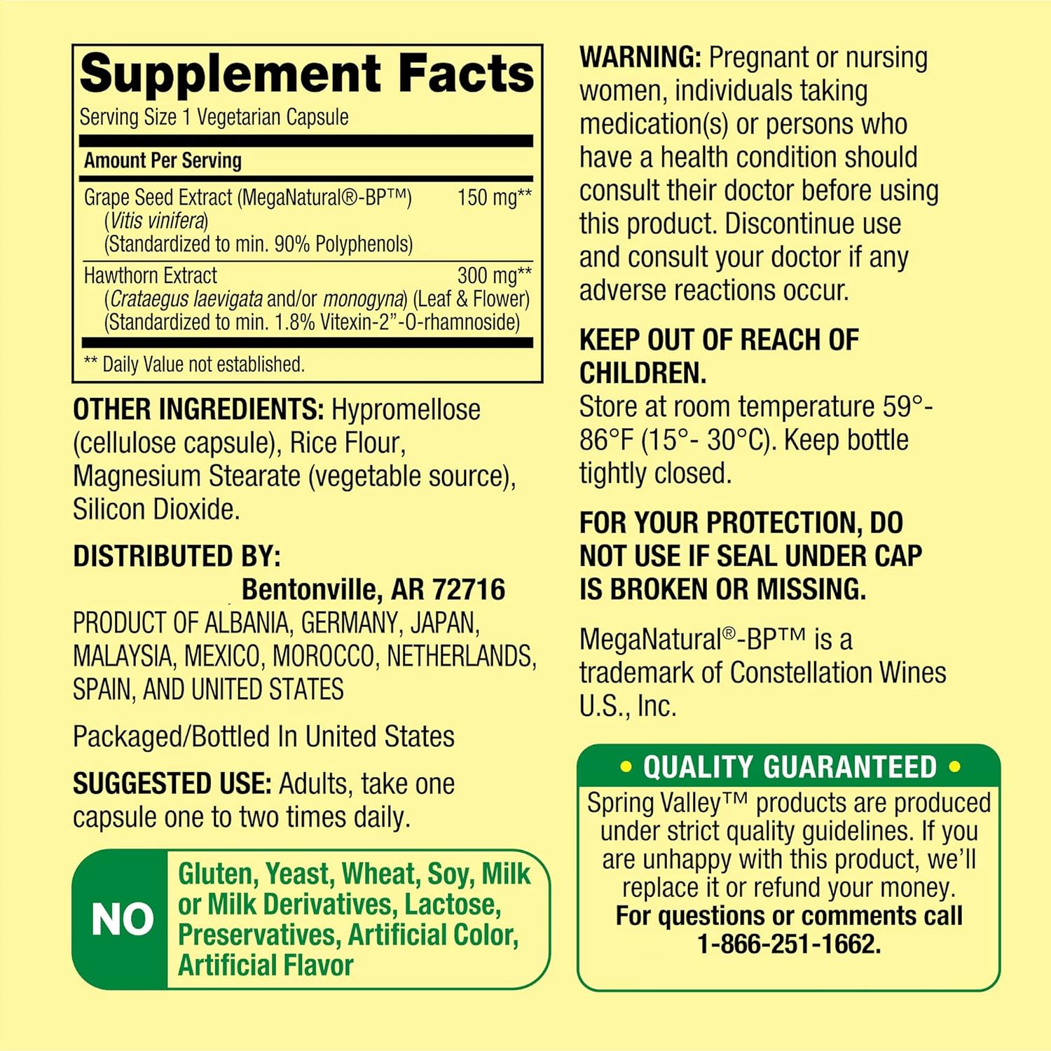 Spring Valley Blood Pressure Support Capsules - Contains A to Zinc with LUAL Formula