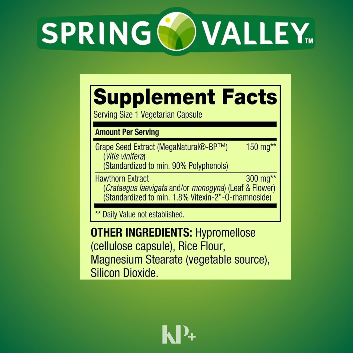 Spring Valley Blood Pressure Support Capsules with KP+ - 60 Count