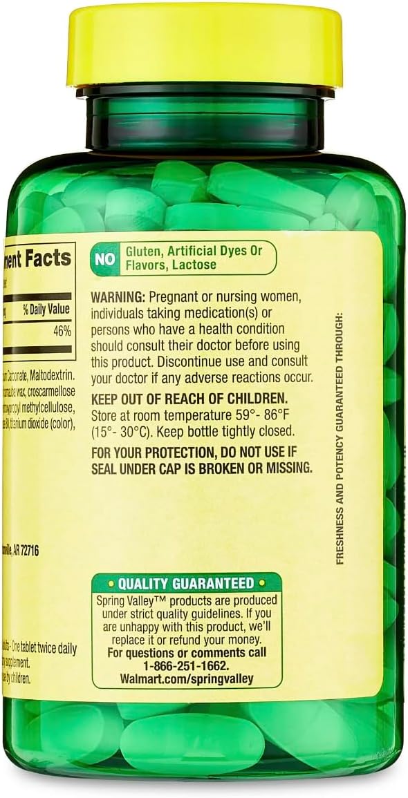 Spring Valley Calcium 600 mg Coated Tablets - Pack of 2, 200 Total