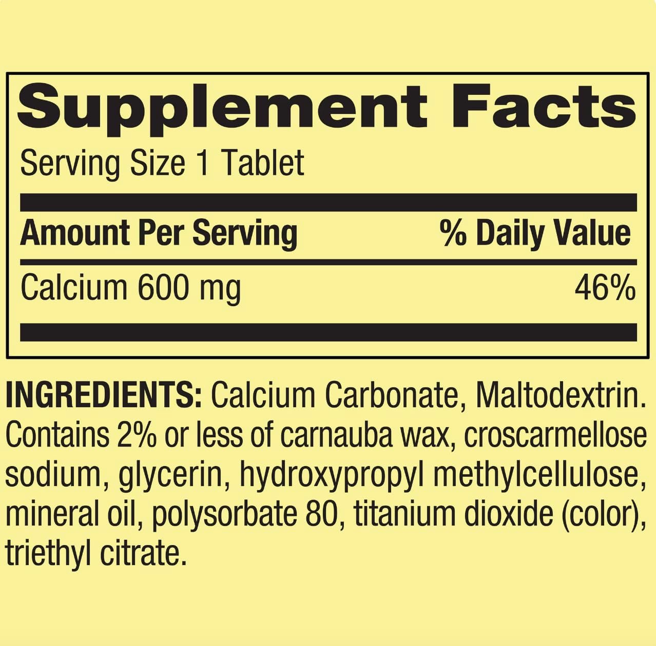 Spring Valley Calcium 600 mg Coated Tablets - Pack of 2, 200 Total