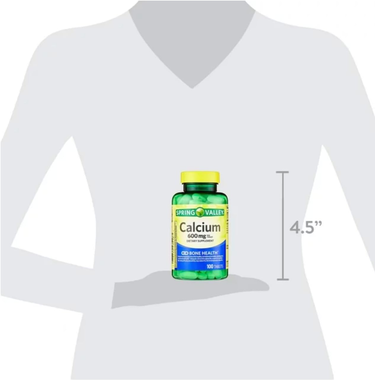 Spring Valley Calcium 600 mg Coated Tablets - Pack of 2, 200 Total