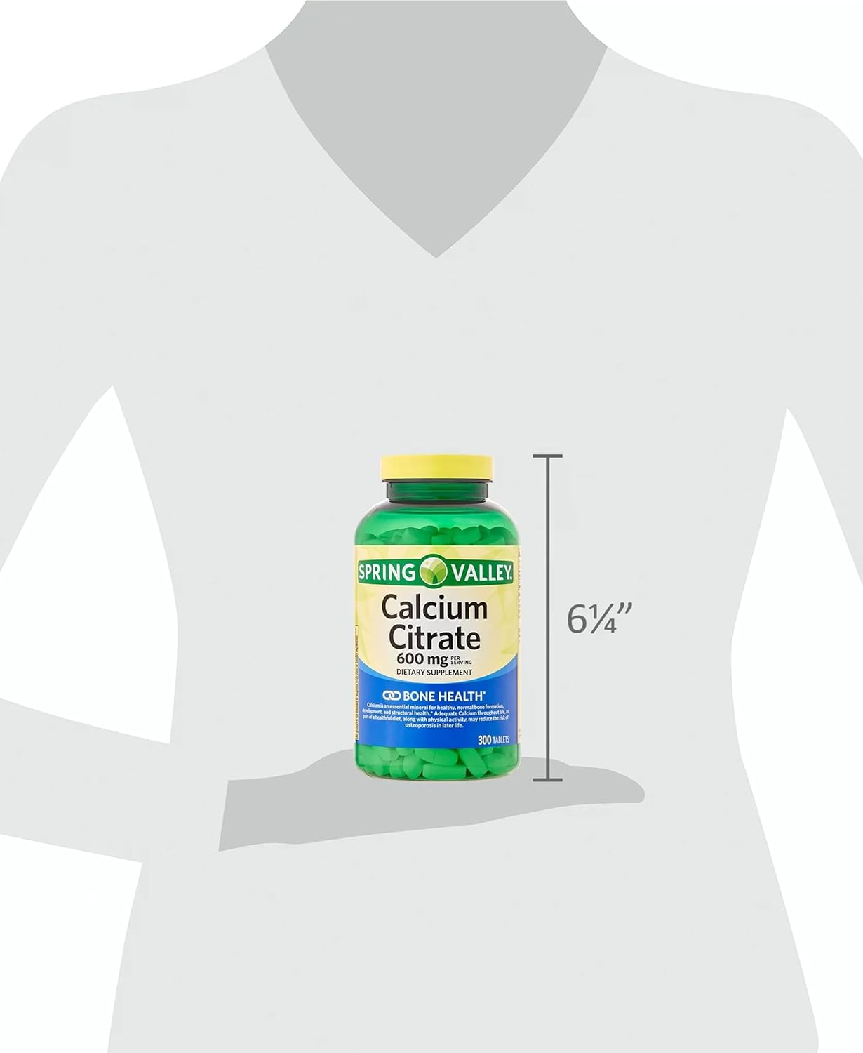 Spring Valley Calcium Citrate 600mg Tablets - Joint & Bone Health Supplement - Teeth & Colon Support - Cardiovascular System Boost - 300ct Gluten-Free - 5 Months Supply