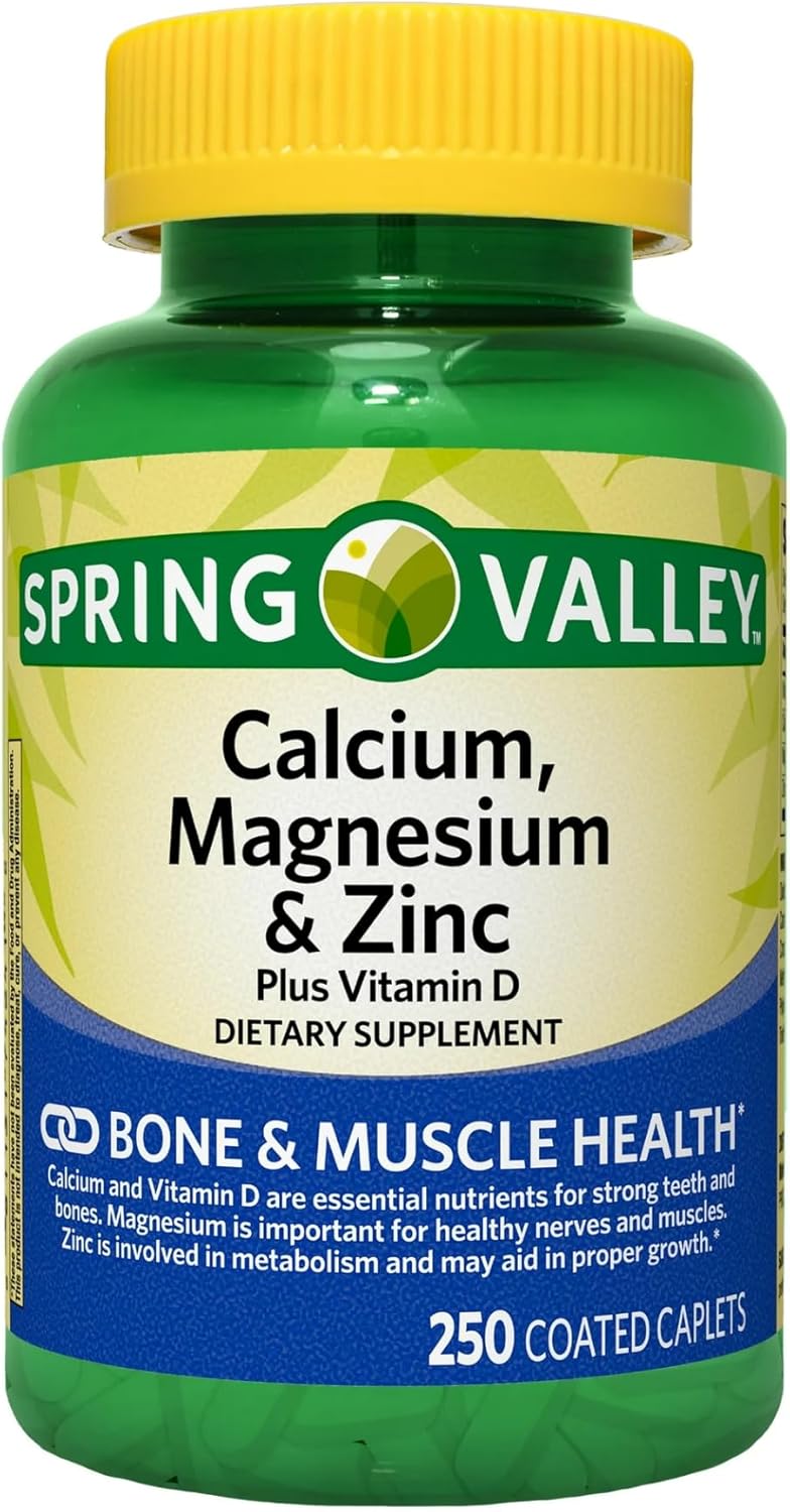 Spring Valley Calcium, Magnesium, Zinc & Vitamin D3 Caplets - 250 Count Pack