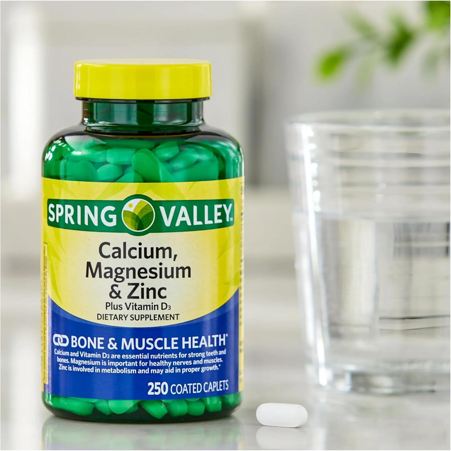 Spring Valley Calcium, Magnesium, Zinc & Vitamin D3 Caplets - 250 Count Pack