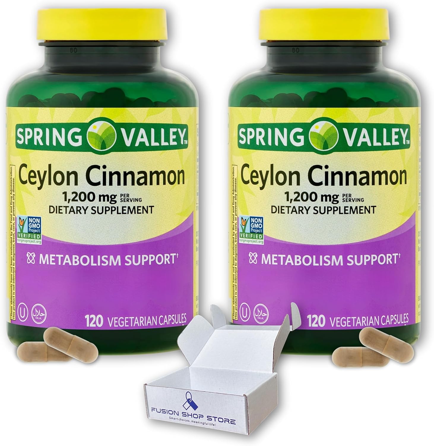 Spring Valley Ceylon Cinnamon Capsules 1200mg - Pack of 2, 120ct - Fusion Shop Store