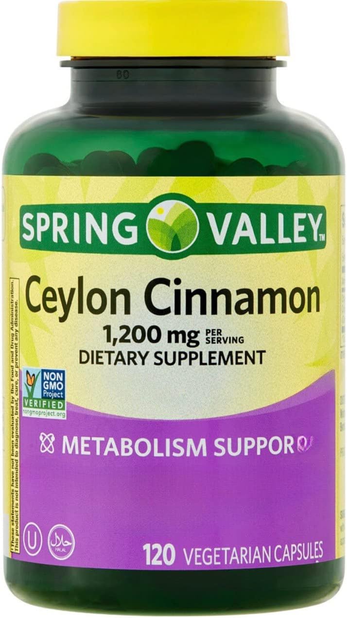 Spring Valley Ceylon Cinnamon Capsules 1200mg - Pack of 2, 120ct - Fusion Shop Store