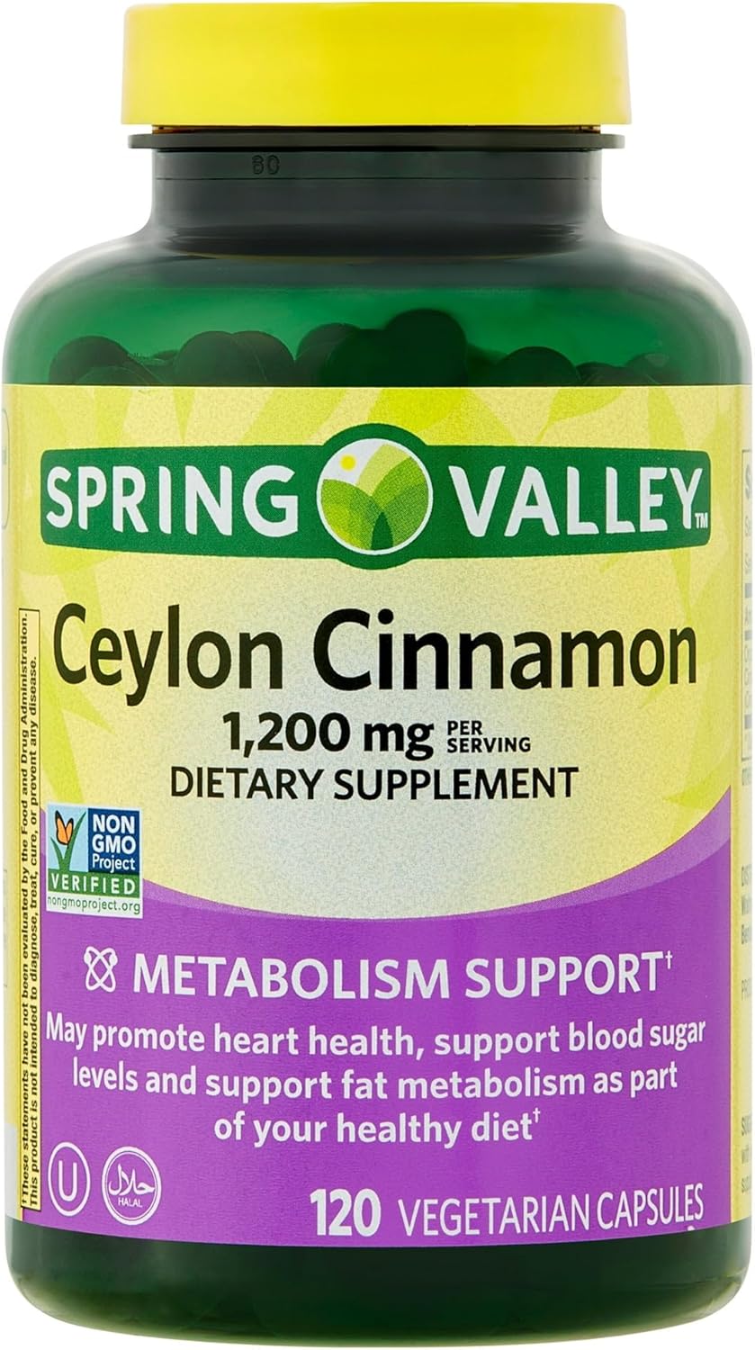 Spring Valley Ceylon Cinnamon Capsules 1200mg - Pack of 2, 120ct - Fusion Shop Store